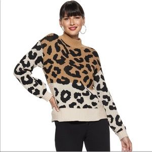 Nine West Leopard/Cheetah Animal Print Sweater Size L